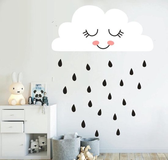 Het moederlijk Uitgang Muursticker wolk lief regendruppels | babykamer - kinderkamer | hip -  modern | bol.com