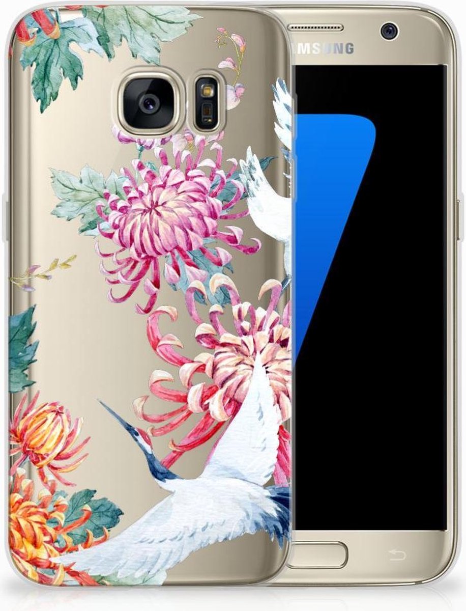 Samsung Galaxy S7 TPU Hoesje Bird Flowers