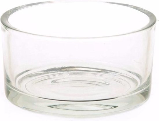 Platte ronde vaas/schaal 15 cm van glas | bol.com