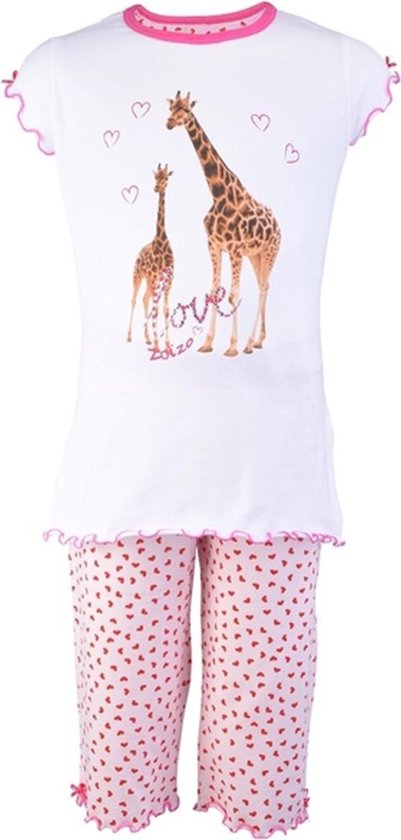 Zoïzo pyjama meisjes - wit - giraf capri - maat 140 | Bestel nu!