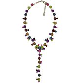 Y ketting multi color met kristalglas steentjes