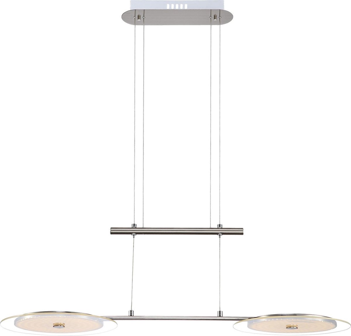 Hanglamp Globo Dario LED - Nikkel mat/Chroom - Rond mat glas - 2 lichts