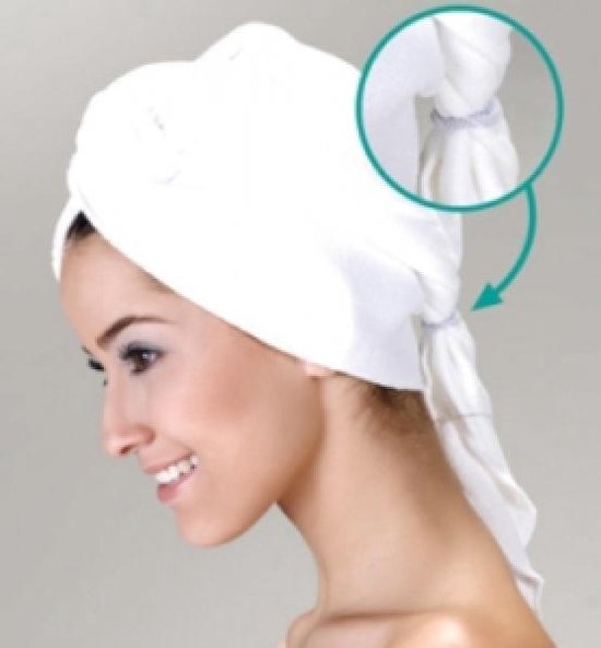 Serviette à cheveux blanche 2 pièces - En serviette de tête en bambou doux  - Séchage... | bol.com