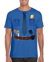 Politie uniform kostuum t-shirt blauw voor heren S