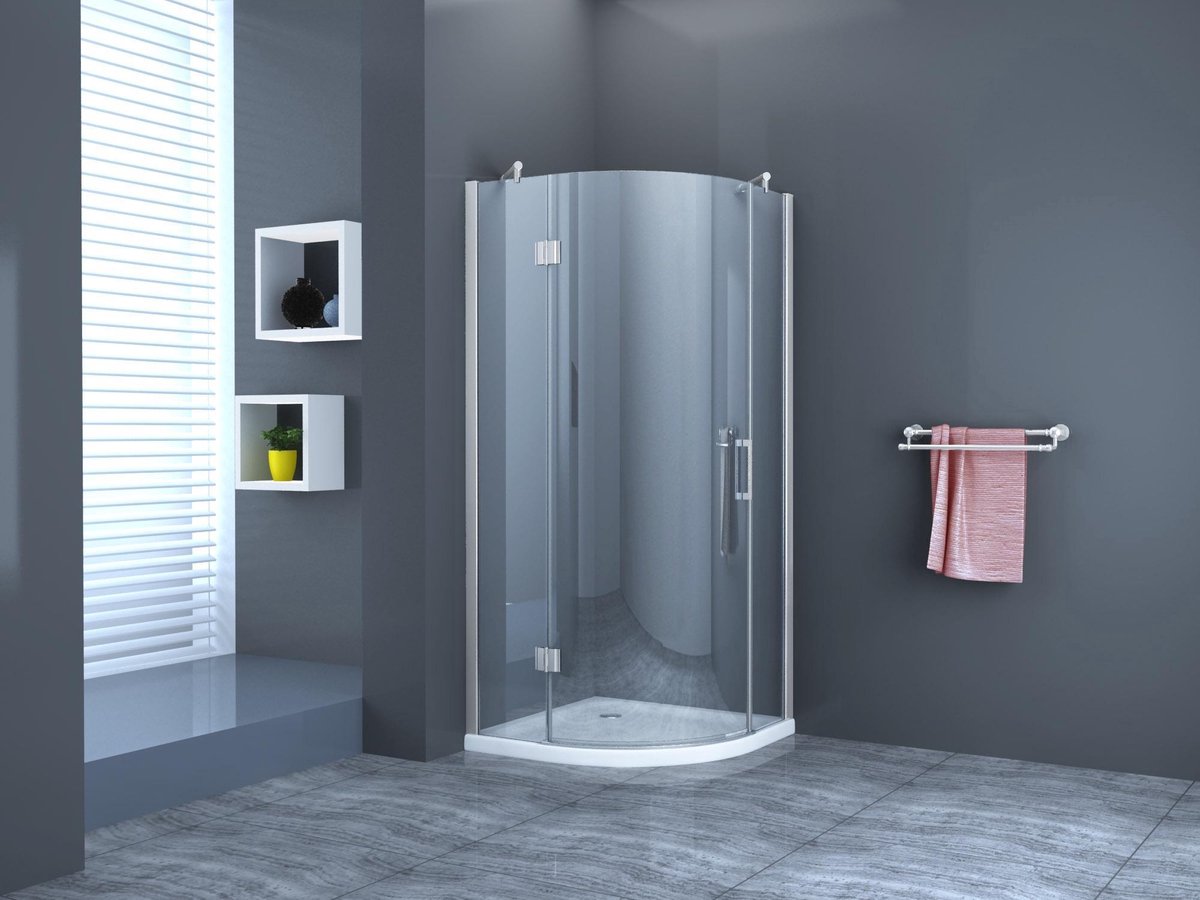 Douchecabine Kwartrond Links met Nano (antikalk) Coating Helder Glas