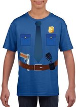 Politie uniform kostuum blauw shirt voor kinderen - Hulpdiensten verkleedkleding 146/152