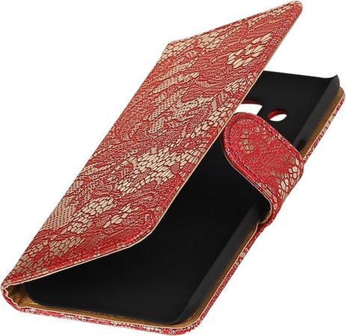 Rood Lace booktype wallet cover hoesje voor Huawei Y5 II