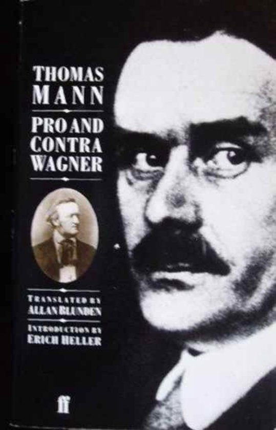 Boek "Pro and Contra Wagner" van Thomas Mann met een portret van Richard Wagner in ovaal.