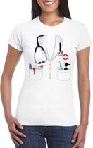 Doktersjas kostuum t-shirt wit voor dames XL