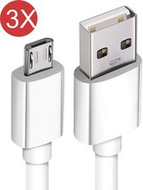 3x Micro USB naar USB Kabel voor Oplader - 1 Meter Micro USB Oplaadkabel en Datakabel TechNow - Universeel voor Telefoon / Tablet / Smartphone / GSM