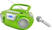 Soundmaster SCD5800GR - Boombox met FM-radio, cassettespeler, CD en externe microfoon, groen