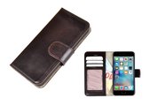 Apple iPhone 7 Echt Leder Wallet Bookcase Portemonnee Hoesje - Donkerbruin