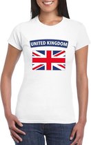 T-shirt met Groot Brittannie/ Engelse vlag wit dames XS