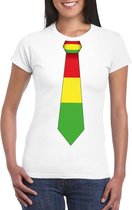 Wit t-shirt met Limburgse vlag stropdas voor dames 2XL