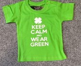 Baby shirt met opdruk ''keep calm and wear green'' maat 80