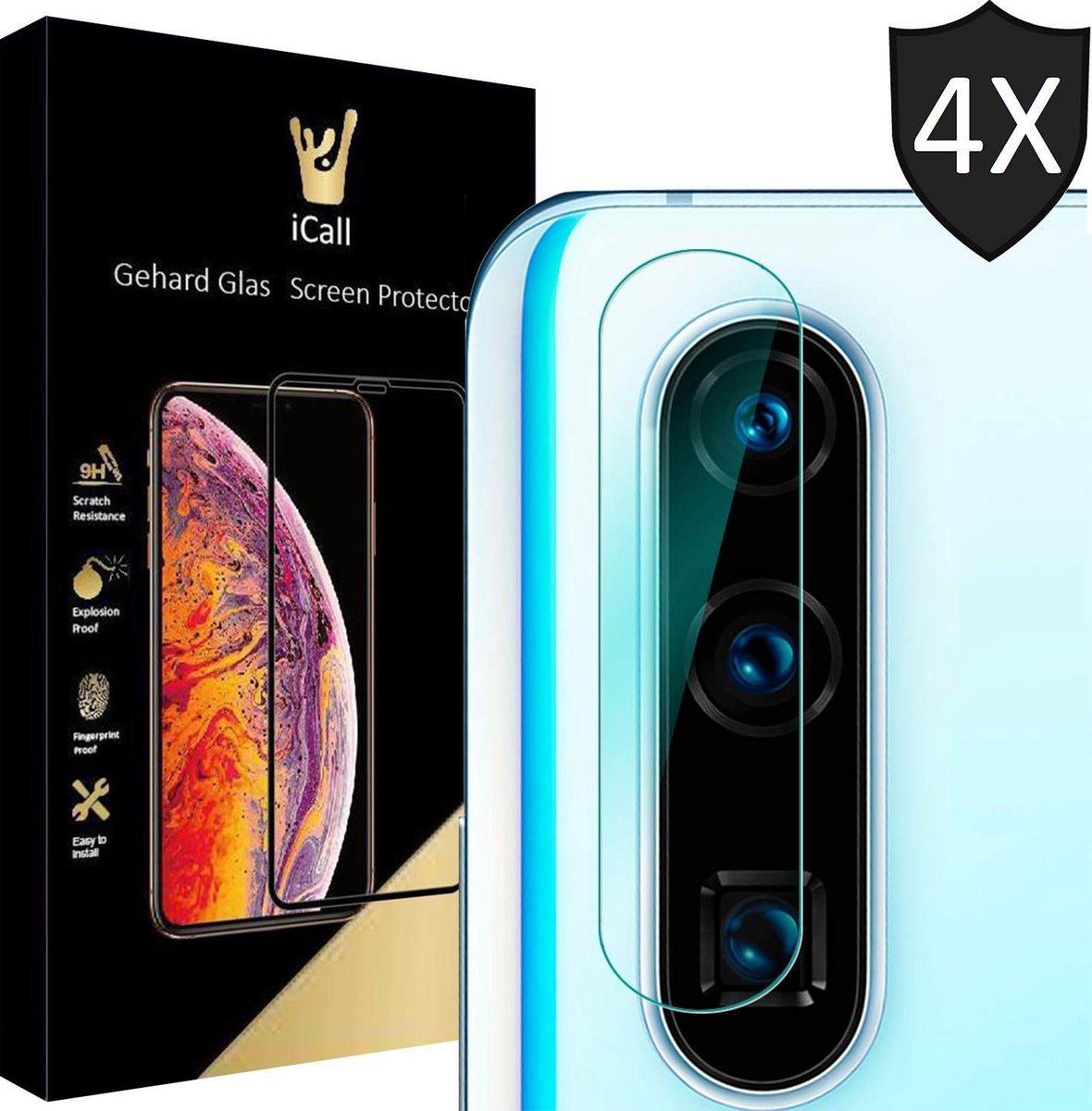 Camera Lens Screenprotector geschikt voor Huawei P30 - Tempered Glass Gehard Glas - 4 Stuks