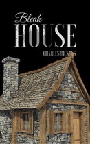 Boekomslag van Bleak House door Charles Dickens met een illustratie van een rustiek stenen huisje.