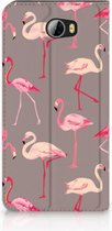 Huawei Y5 2 | Y6 Compact Uniek Standcase Hoesje Flamingo
