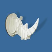 Safari trofee in gerecycleerd papier - Rhino/Neushoorn - wanddecoratie - natural