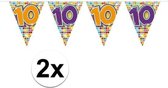 2x  Mini vlaggenlijn / slinger - verjaardag 10 jaar - 300 cm