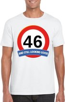 Verkeersbord 46 jaar t-shirt wit heren L