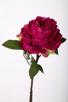 Kunstbloem - Peony - topkwaliteit decoratie - 2 stuks - zijden bloem - Fuchsia - Cerise - 49 cm hoog