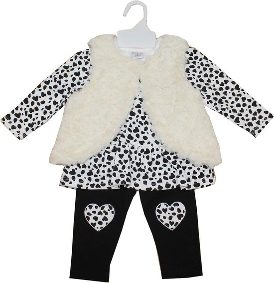 ei tarief Peer 3-delige kledingset Baby - Setje Tuniek + Gilet + Legging - Zwart/Wit - Maat  86/92 | bol.com
