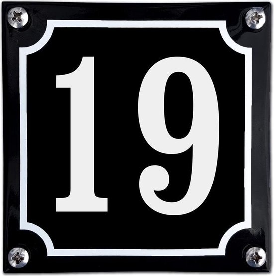 Numéro de maison en émail noir - 19 | bol.com