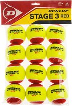 Dunlop STAGE 3 RED Tennisballen - geel/rood - 12 stuks
