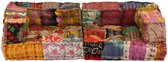 Tweezitsbank met armsteunen modulair stof patchwork (incl. vloerviltjes)