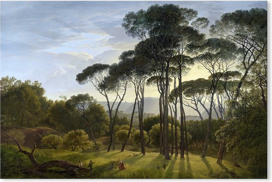 Landschap met parasoldennen - Bomen - Hendrik Voogd - Schilderij op Canvas