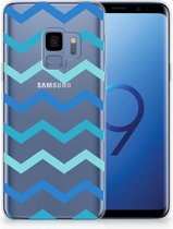 Geschikt voor Samsung Galaxy S9 TPU Siliconen Hoesje Zigzag Blauw