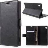 Litchi Cover wallet case hoesje Sony Xperia X zwart