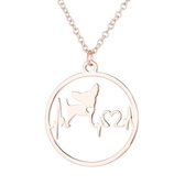 24/7 Jewelry Collection Chihuahua Hartslag Hart Ketting - Cirkel - Rosé Goudkleurig