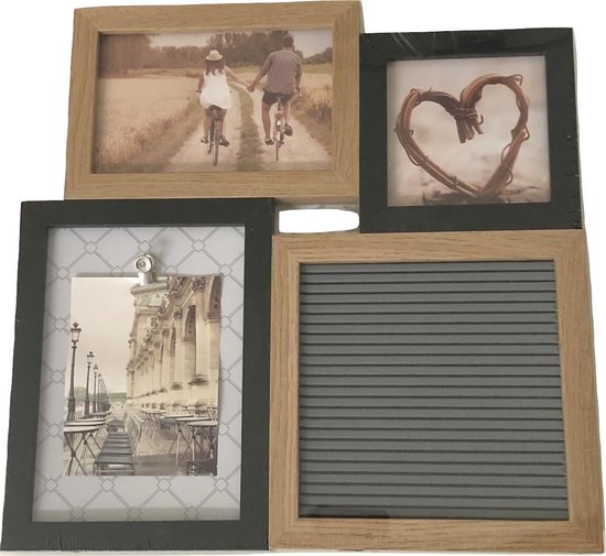 Bol Com Fotolijst Collage Met Memory Board Foto Formaat 1x 9x9cm 1 X 14x9cm 1 X