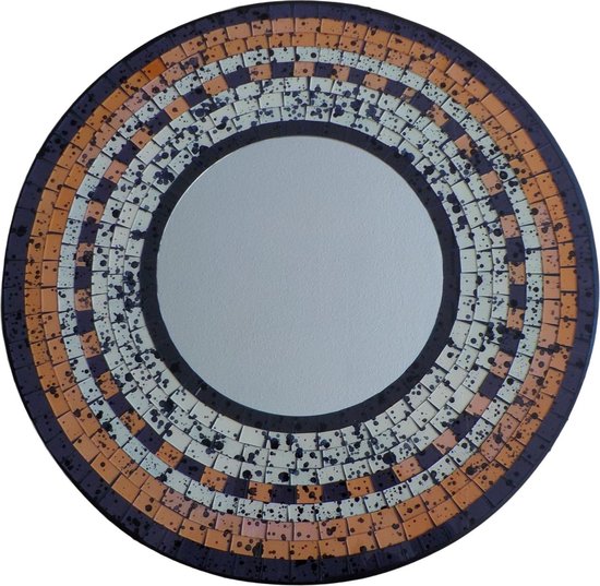 Discreet buitenaards wezen bibliotheek Spiegel met mozaiek aardetinten 50cm | bol.com