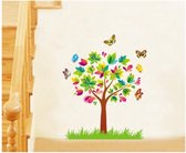 Mooie Muursticker Kleurrijke Boom met Vlinders - Bomen Muursticker Kinderkamer