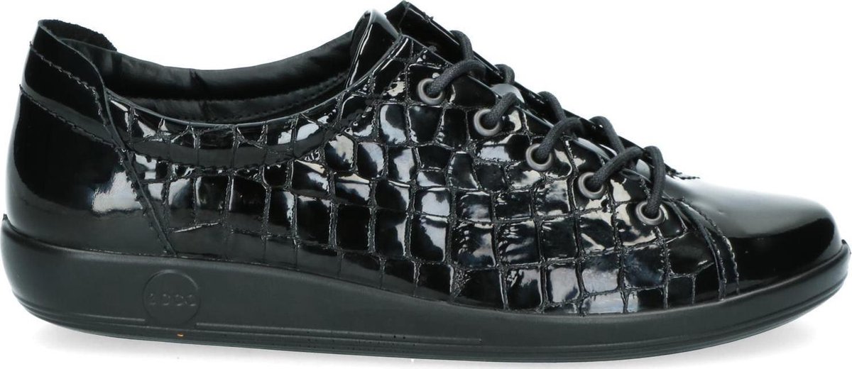 Ecco Soft 2.0 dames veterschoen - Zwart zwart - Maat 41 | bol.com