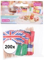 200x Europese landen cocktailprikkers - vlaggetjes prikkers