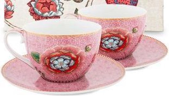 Niet essentieel wanhoop Associëren Pip-studio cadeauset 2 cappuccino mokken spring to life roze | bol.com