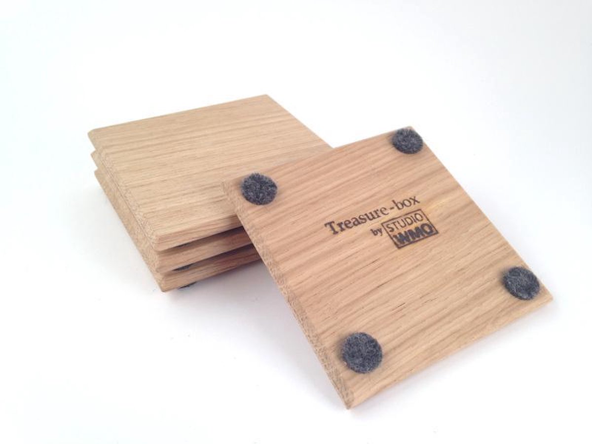 Houten, handgemaakte onderzetters, set van 4 stuks