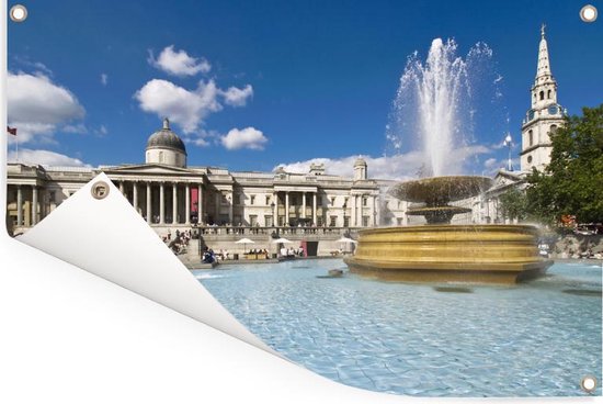 The Trafalgar Square in London Garden Poster 120x80 cm - Toile de jardin / Toile d'extérieur / Peintures pour l'extérieur (décoration de jardin)