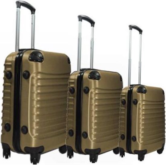 tempel schroot buiten gebruik 3 delig ABS kofferset hardcase inclusief handbagage champagne van FNR |  bol.com