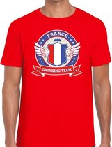 Rood France drinking team t-shirt rood heren - Frankrijk kleding XXL