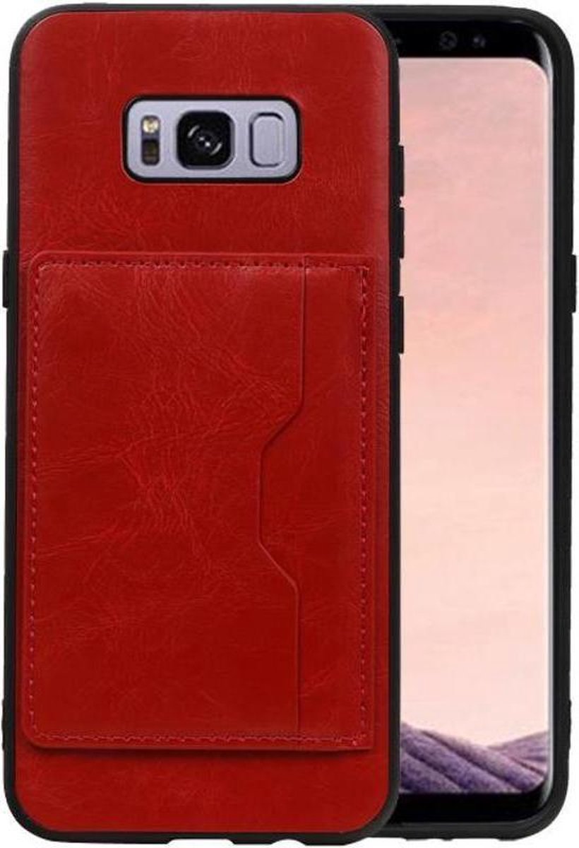 Staand Back Cover met 1 Pasjeshouder Hoesje Geschikt voor Samsung Galaxy S8 Rood