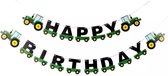 Originele Slinger Happy Birthday Boerderij / Traktor en Kar – Vlag – Versiering – Banner – Guirlande - Traktor / Tractor | Geel - Groen - Zwart | Auto's – Bouwen | Verjaardag – Feest – Party – Birthday – Babyshower - Kinderverjaardag | Kids – Jongen