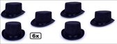 6x Hoge hoed zwart