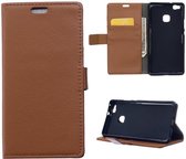 Litchi cover bruin wallet case hoesje Huawei P8 Lite Smart (GR3)