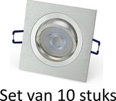 Dimbare LED GU10 inbouwspot | 5W | Zilver vierkant | Set van 10 stuks Met Philips LED lamp