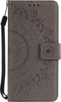 Shop4 - Huawei P20 Lite Hoesje - Wallet Case Mandala Patroon Grijs